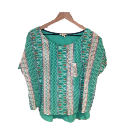 Anthropologie Tops - Anthropologie Meadow Rue Zane Layered Geometric Print Top Women’s Size S
